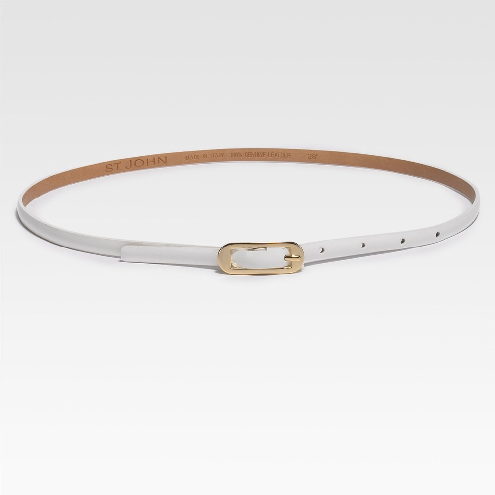 *HP* NWT St. John patent leather skinny white belt
